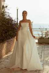 Ivory Strapless Sheath Wedding Dress Aline Ball Gown Wedding Dress Square Neckline Wedding Dress