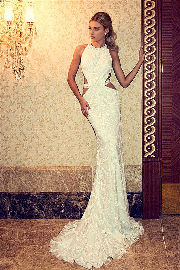 Wedding Dresses Mermaid Sweep Train Open Back Bridal Gowns