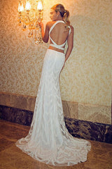Wedding Dresses Mermaid Sweep Train Open Back Bridal Gowns
