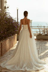 Ivory Strapless Sheath Wedding Dress Aline Ball Gown Wedding Dress Square Neckline Wedding Dress