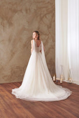 Boho Bridal Gown Tulle Wedding Gown Lace Bridal Gown Ivory Bridal Gown