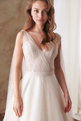 Boho Bridal Gown Tulle Wedding Gown Lace Bridal Gown Ivory Bridal Gown