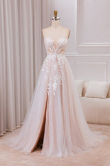 Detachable A Line Sweetheart Tulle Wedding Dress with Lace Off Shoulder