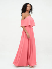 Halter Off the Shoulder Max Dresses with Pockets-Watermelon