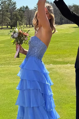 One Shoulder A-Line Layered Chiffon Prom Dresses Birthday Dress Woman