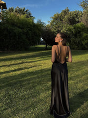 V Neck Black Long Formal Evening Dress Elegant Party Womens Dresses