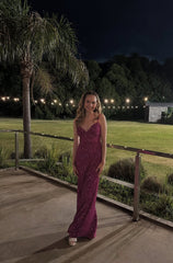 V Neck Sequin Long Prom Dress Sparkling Formal Wedding Guest Dresses