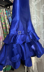 Strapless Royal Blue Satin Prom Dress Mermaid Wedding Party Outfit