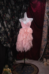 A Line Pink Ruffle Birthday Dress Short Formal Party Dresses for Special Occasions