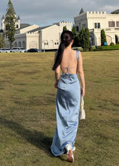 Backless Satin Prom Dresses Open Backs Classy Formal Party Dress