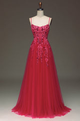 A Line Light Blue Sequin Spaghetti Straps Prom Dress With Appliques