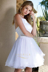 Unique A-line/Princess Spaghetti Straps Short Formal Prom Dresses with Ruffles