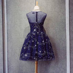 Blue Short Beautiful Homecoming Dress Tulle SleevelessProm Dress, Blue Party Dress