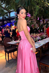 Aimishang Elegant Satin Strapless Evening Dress A-Line Prom Dress Simple Formal Party Dress
