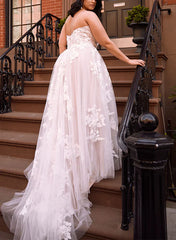 Off-The-Shoulder Tulle Lace Wedding Dress With Appliques Lace Floor Length Elegant