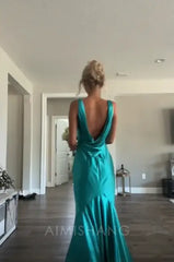 Aimishang Elegant Gowns Evening Dresses V Neck Sheath Long Prom Dress Formal Party Gown