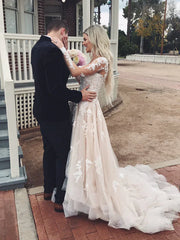 Alluring A-ine Wedding Dresses With Appliques Tulle Bridal Gowns Beautiful