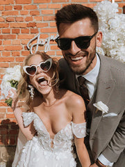Off The Shoulder 3D Flower Lace Beach Wedding Dresses Rustic Boho Wedding Dress Sexy