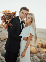 Simple Satin One Shoulder Wedding Dresses With Ruffle Elegant Bridal Gown Formal Dress
