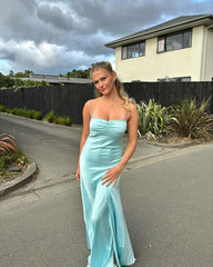 Aimishang Elegant Dresses Gowns Evening Dresses Spaghetti Straps Long Prom Dress Satin Formal Party Dress