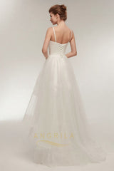 High-Low V-Neck Spaghetti Straps Simple Wedding Dresses