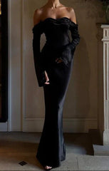 Wholesale Mermaid Off The Shoulder Black Prom Dress Elegant Party Evening Gown
