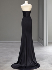 Sweetheart Black Mermaid Evening Dress Strapless Long Prom Dress 2435
