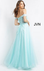 Corset-Bodice Long Off-the-Shoulder Prom Ball Gown