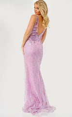 JVN by Jovani Long Fuchsia Pink Sequin Prom Dress