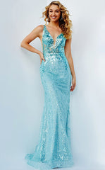 JVN by Jovani Long Fuchsia Pink Sequin Prom Dress