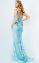 JVN by Jovani Long Fuchsia Pink Sequin Prom Dress
