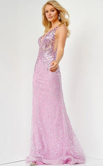 JVN by Jovani Long Fuchsia Pink Sequin Prom Dress