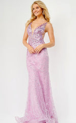 JVN by Jovani Long Fuchsia Pink Sequin Prom Dress
