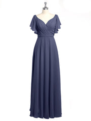 V-neck Cap Sleeves Dresses with Ruffles-Stormy