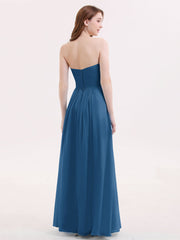 Strapless Chiffon Gown with Sweetheart-Ink Blue