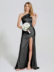 Ruched Soft Satin Prom Dresses