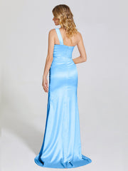 Ruched Soft Satin Prom Dresses
