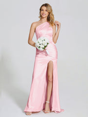 Ruched Soft Satin Prom Dresses