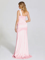 Ruched Soft Satin Prom Dresses