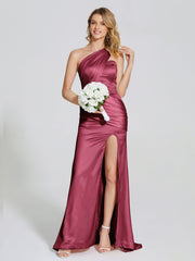 Ruched Soft Satin Prom Dresses