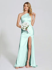 Ruched Soft Satin Prom Dresses