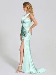 Ruched Soft Satin Prom Dresses