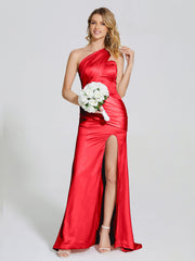 Ruched Soft Satin Prom Dresses