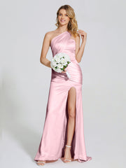 Ruched Soft Satin Prom Dresses