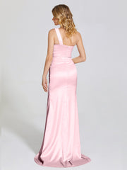 Ruched Soft Satin Prom Dresses