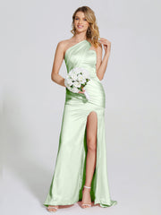 Ruched Soft Satin Prom Dresses