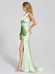 Ruched Soft Satin Prom Dresses