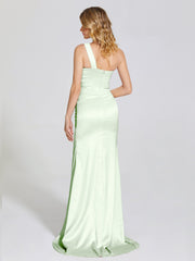 Ruched Soft Satin Prom Dresses