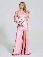 Ruched Soft Satin Prom Dresses