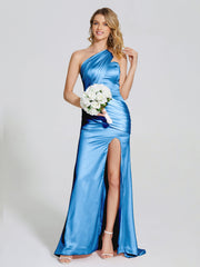 Ruched Soft Satin Prom Dresses